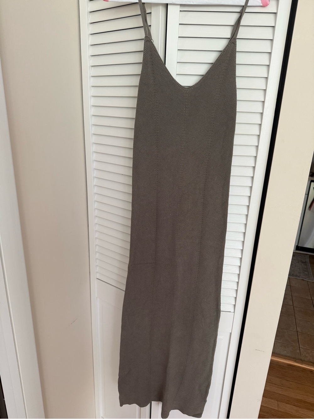Taupe Midi Slip Dress with Spaghetti Straps